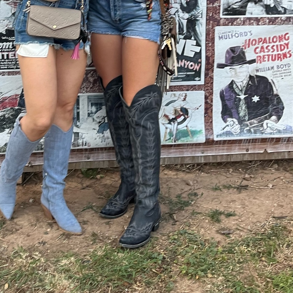 Women's Black Embroidered Tall Western Boots
